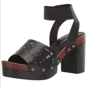Kesli Dagger Brooklyn Frida Black Leather Platform Sandals 9.5
